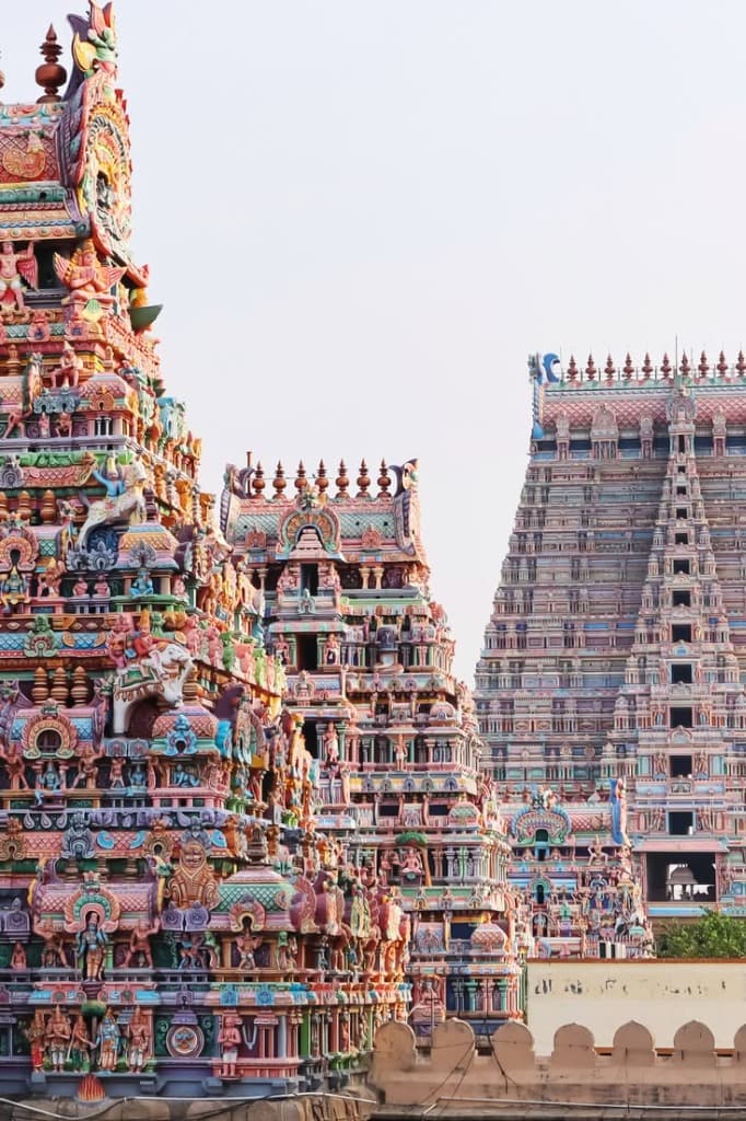 Multi-tiered Sculpted Gopuram Towers